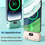 5000mAh Mini Portable Charger with 22.5W Output, Features Two USB Ports (Type-C & USB-A) and Digital Power Display for Accurate Monitoring, Compact and Lightweight Design Ensures Easy Portability