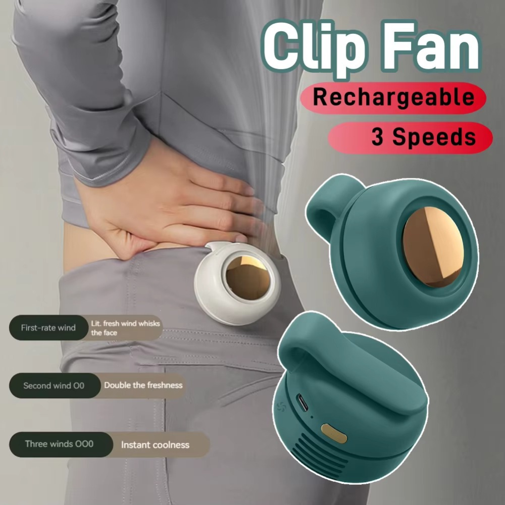 BreezeClip Pro Portable Silent Mini Bladeless Electric Fan, Adjustable 3-speed Suspended Collar & Waist Fans, Rechargeable Rotating Body Fan, Suitable for Outdoor & Travel & Office, Rechargeable Wearable Fan, Travel Accessories